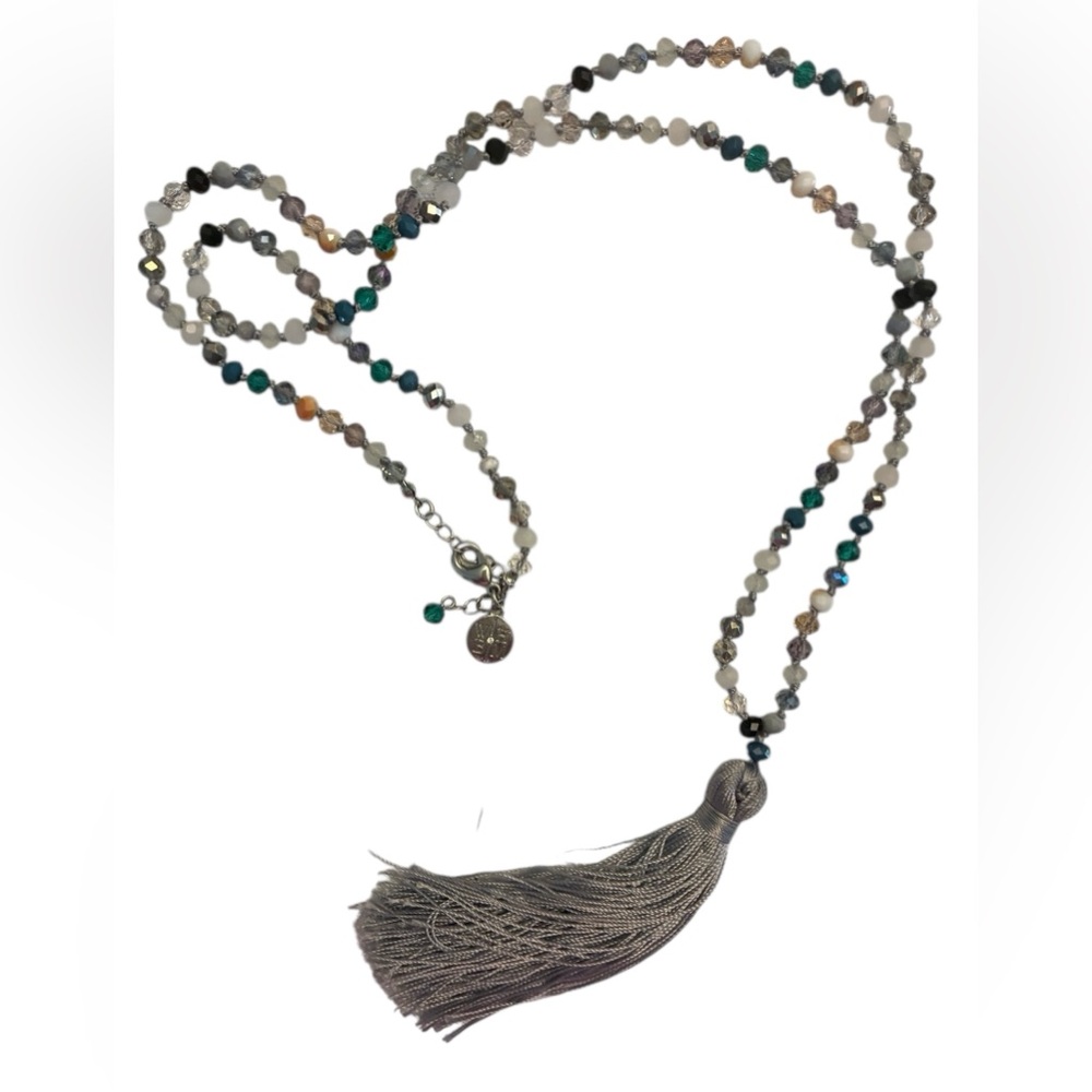 White House Black Market Multicolor Beaded Tassel Necklace